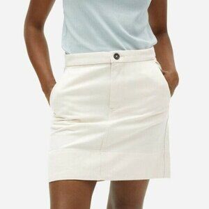 Everlane The Canvas Stamp A-Line Skirt Button Fly Slash Pockets Size 4 Cream